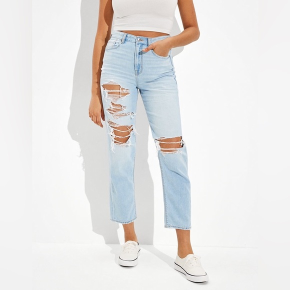 American Eagle Outfitters Denim - AE Ripped Mom Straight Jean